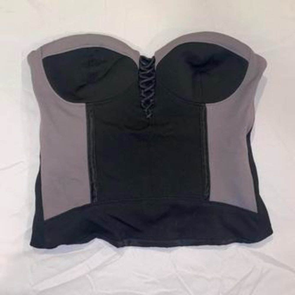 Bebe Corset Top - Size Small (black and gray)